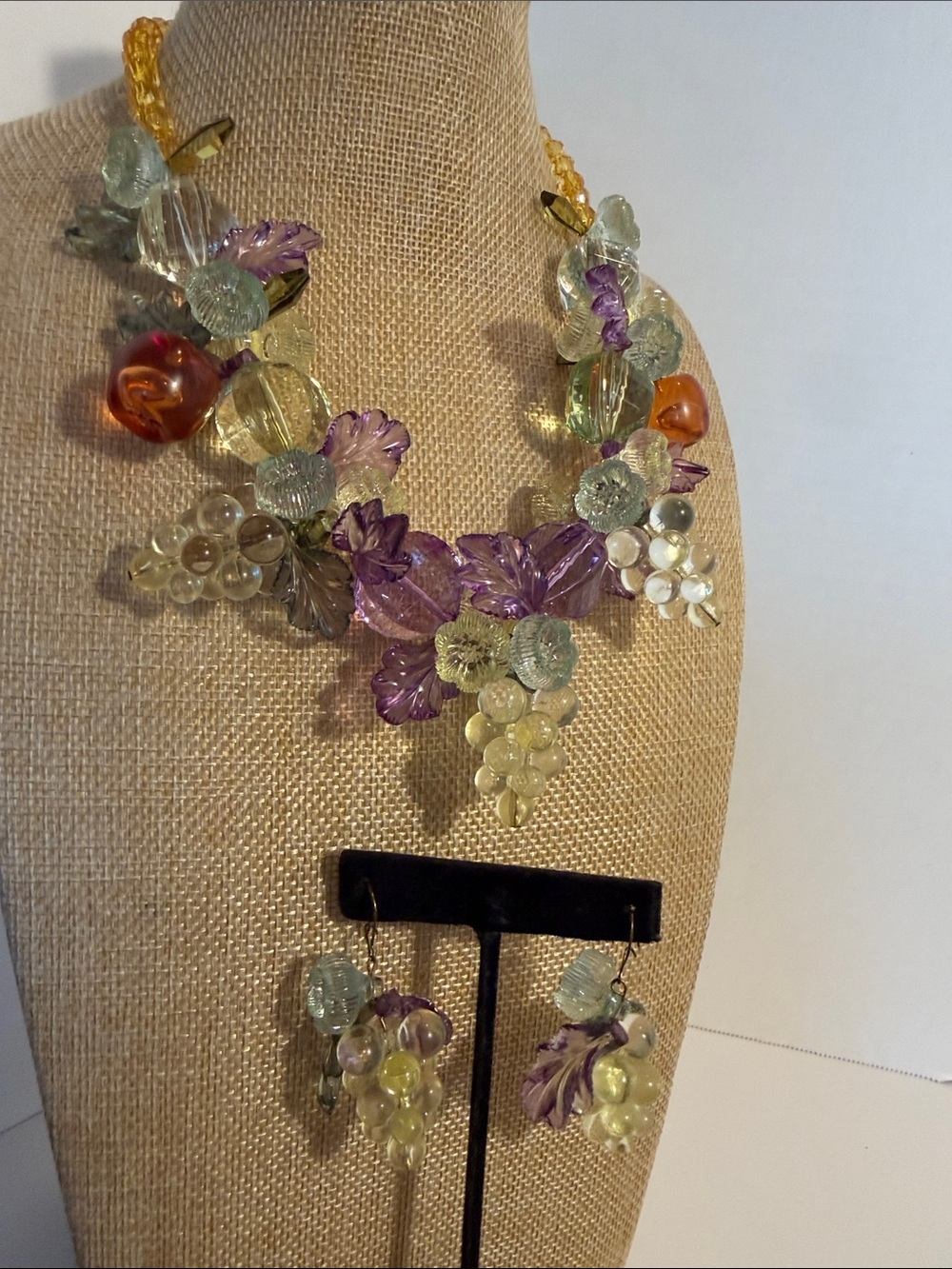 Fruit Salad Vintage Necklace and Earrings - Picture 3 of 10